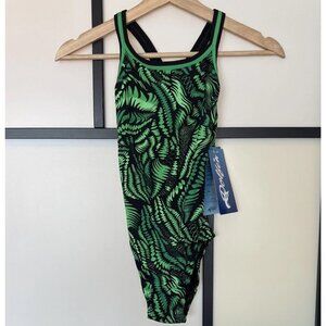 Dolfin Women’s Swimsuit Size 28 Green One Piece Bathing Suit Surfing Lifeguard